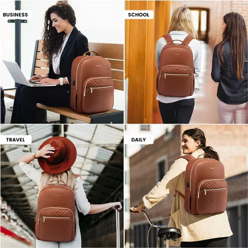 Miniatura 5 de LOVEVOOK Mochila de Viaje para Laptop Bolso para Mujeres Trabajo Negocios Bolsas de Computadora, 15,6 pulg.