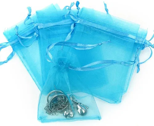 Miniatura 18 de Boshen 100/200 bolsas de organza transparentes para regalos y dulces, bolsas de malla para joyas con cordón al por mayor para detalles de bodas