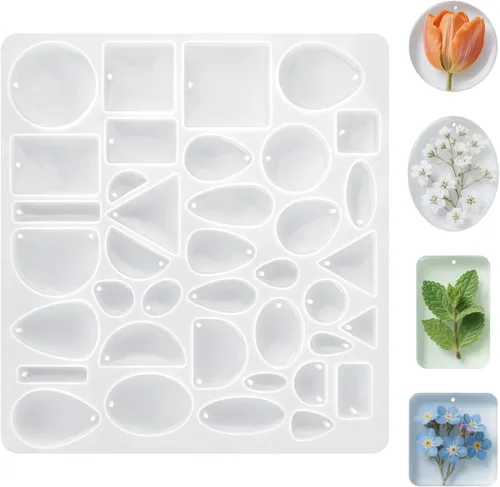 Moldes de Joyería de Resina - Moldes de Silicona para Resina Epoxi, Bandeja de Fundición Reutilizable con Agujero, Molde de Resina para Joyería de