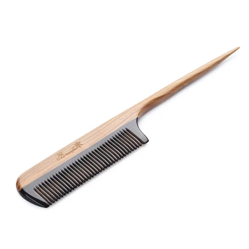 Miniatura 2 de Breezelike Peines de pelo Peine de cola de madera desenredante de dientes finos Peine de cuerno de sándalo natural estático para mujer