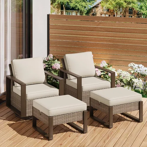 Miniatura 32 de Sofá de Mimbre Metálico para Patio de 75", Sofá Sillón de Ratán para Exteriores de 3 Asientos para Todo Tipo de Clima con Cojines Premium