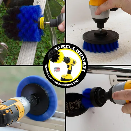 Miniatura 2 de Drillbrush Azul – Juego de accesorios de cepillo de limpieza de barco – Aluminio – Madera – Detalle personal de embarcaciones – Kit de limpieza