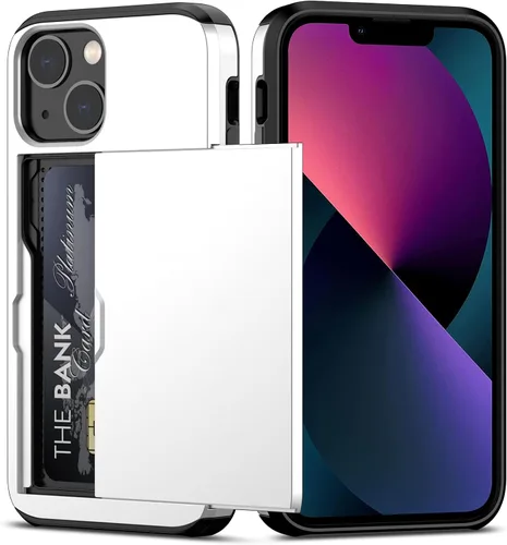 Miniatura 10 de Nvollnoe Funda para iPhone 13 con Portarjetas [Almacena 5 Tarjetas] Funda Cartera de Doble Capa Resistente de Servicio Pesado a Prueba de Golpes