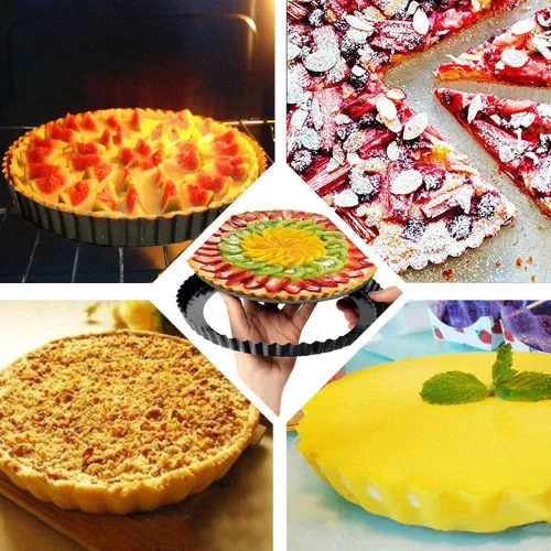 Miniatura 6 de Gutsdoor Sartén para tartas de 10 pulgadas con parte inferior extraíble antiadherente para quiche moldes redondos para hornear