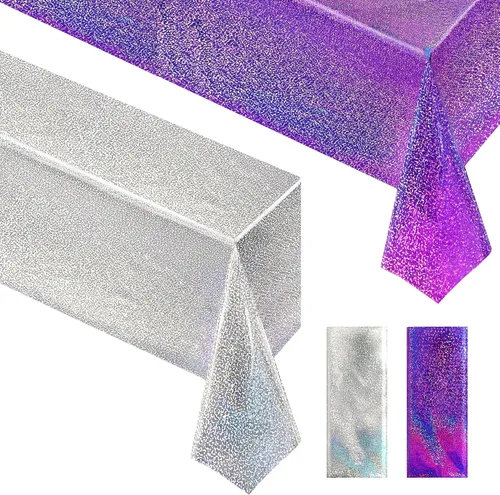 Miniatura 48 de Just Shimmer Mantel holográfico azul claro de 40" x 108" Decoración de fiesta rosa fuerte Día de San Valentín Fiesta de cumpleaños Decoración