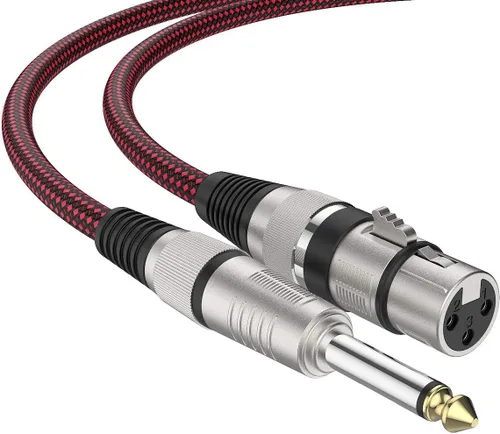 BIFALE - Cable XLR hembra a 1/4 TS de 6 pies, cable de micrófono trenzado de nailon BIFALE TS de 0.250 in, cable de micrófono desequilibrado, cable