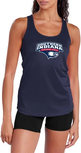 Miniatura 427 de Camiseta deportiva sin mangas oficial de NCAA Collegiate para mujer, con espalda cruzada, colección con logotipo primario