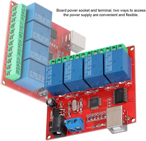 Miniatura 2 de Diyeeni Módulo de relé de interruptor de control USB de 4 canales de 12 V, controlador de interruptor de placa de relé, placa de expansión