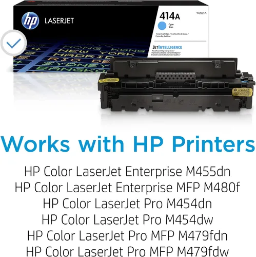 Miniatura 2 de HP Cartucho de tóner cian 414A Funciona con Color LaserJet Enterprise M455dn, MFP M480f, Pro M454, MFP M479 Series W2021A (paquete de 2)