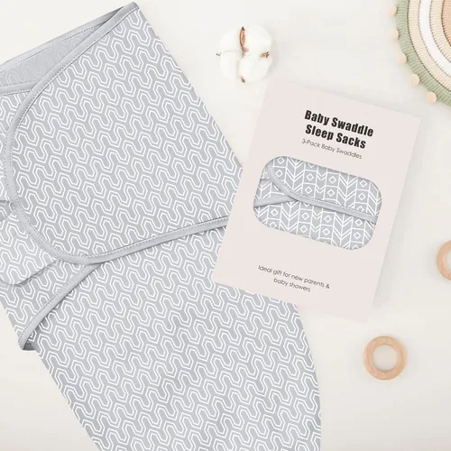 Miniatura 6 de SWEET DOLPHIN Paquete de 3 sacos de dormir envolventes para bebé - Manta envolvente para recién nacido con algodón suave - Envoltura ergonómica
