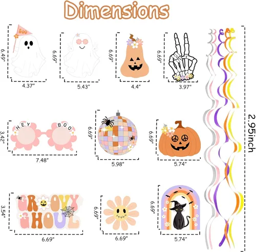 Miniatura 3 de 20 decoraciones geniales de Halloween, hippie de Halloween, remolinos colgantes de remolinos espeluznantes y espeluznantes serpentinas
