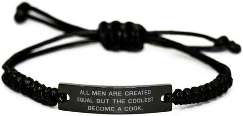 Best Cook Gifts, All Men Are Created Equal but the Coolest, Graduation Gifts, Black Rope Bracelet For Cook from Colleagues, Unique cook gifts,