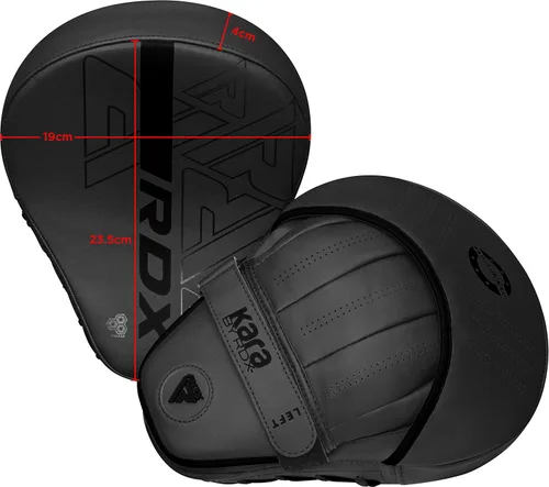 Miniatura 3 de RDX Almohadillas de boxeo Curvadas Focus Mits, Maya Hide Leather Kara Hook and jab Training Pads, correa ajustable ventilada, MMA Muay Thai