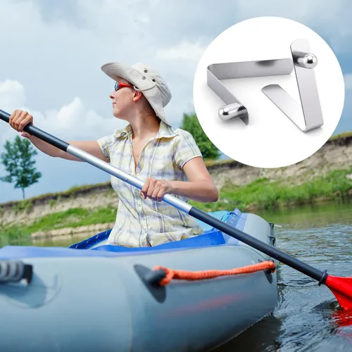 Miniatura 5 de SmallCat 20 pines de resorte con botón, clips de poste de acero inoxidable, clips de resorte de paleta de kayak de 0.236 in, accesorios de tubo