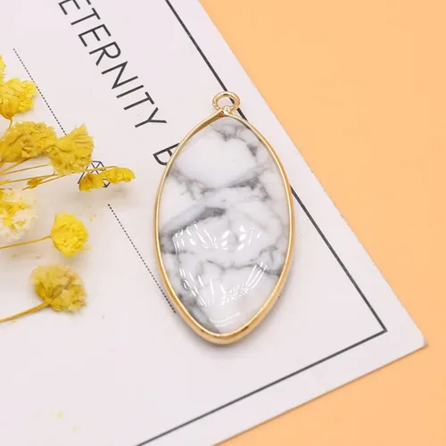 Miniatura 3 de LE SKY 6 colgantes de piedra natural con forma de marquesa, piedra de ágata de cristal curativo para hacer joyas, collares, aretes