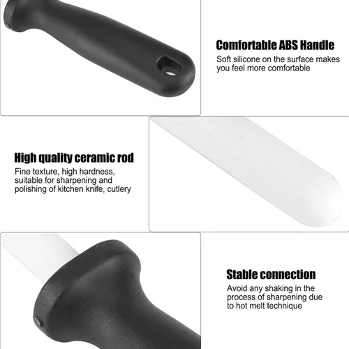 Miniatura 2 de Varilla de afilar de acero de 8 pulgadas, varilla profesional para afilar cuchillos, varilla afiladora de cuchillos para cuchillo de cocina y tijeras