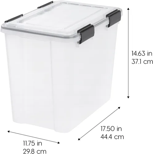 Miniatura 2 de IRIS USA - Contenedor organizador de plástico hermético para almacenamiento, 36 cuartos de capacidad, con tapa duradera, sello y hebillas de cierre