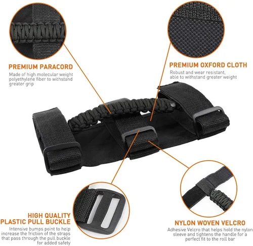 Miniatura 5 de Savadicar 2 x Asas de Agarre para Barra Antivuelco Manijas de Agarre para Jeep Wrangler YJ TJ JK JL y Gladiator JT 1987-2023, UTV, ATV, Accesorios