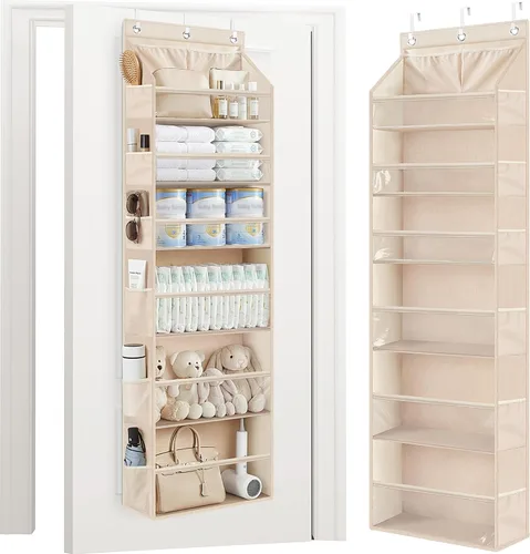 Miniatura 9 de STORAGE MANIAC Organizador para colgar sobre la puerta, organizador colgante de gran capacidad, bolsillos profundos transparentes detrás
