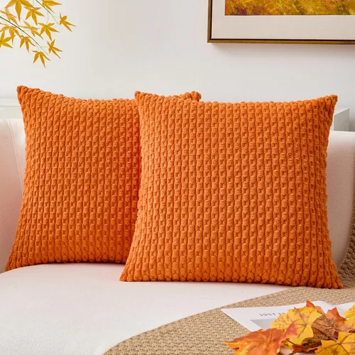 Miniatura 52 de Kevin Textile - Juego de 2 fundas de almohada decorativas de pana de 22 x 22 pulgadas, suaves, estilo bohemio, a rayas, decoración moderna del hogar