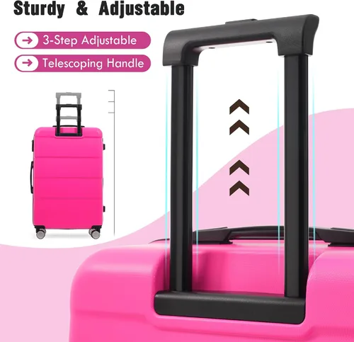 Miniatura 86 de Merax Juegos de equipaje de mano en maleta aprobada por aerolíneas, estuche rígido con ruedas giratorias expandibles, Negro