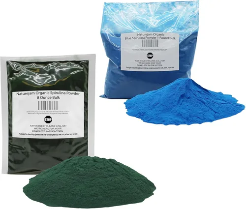 Naturejam Polvo de espirulina azul orgánico, 1 libra de espirulina orgánica en polvo, 8 onzas