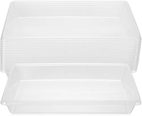 Maitys 15 bandejas de arte de plástico para actividades de 14.57 x 10.63 x 1.77 pulgadas, organizador grande de manualidades, bandeja de Transparente