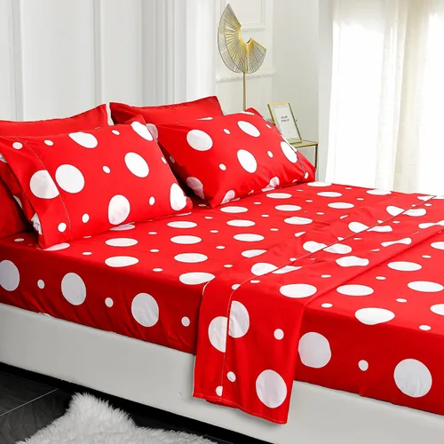 Miniatura 10 de American Home Collection - Juego de sábanas y fundas de almohada estampadas de 6 piezas, con 14 pulgadas de caída; sábanas de microfibra con doble