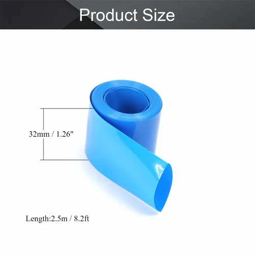Miniatura 2 de Othmro Kit de tubos termorretráctiles de batería de 8.2 pies, tubo termorretráctil de PVC de aislamiento de ancho de 1.26 pulgadas, tubo de Azul