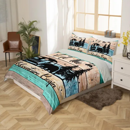 Miniatura 5 de Erosebridal Camper Bedding - Juego de ropa de cama de 2 piezas, estilo rústico de granja, juego de ropa de cama de campamento para adolescentes