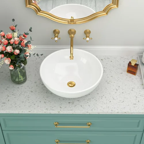 Miniatura 24 de Fregadero de baño de porcelana de cerámica rectangular de 24 x 14 pulgadas sobre mostrador, lavabo de arte blanco y negro