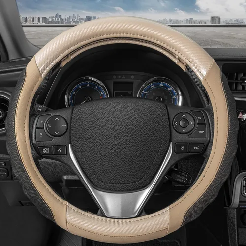 Miniatura 12 de Motor Trend GripDrive - Funda de cuero negro sintético para volante de automóvil, camión, camioneta, SUV, tamaño pequeño de 14 pulgadas, funda