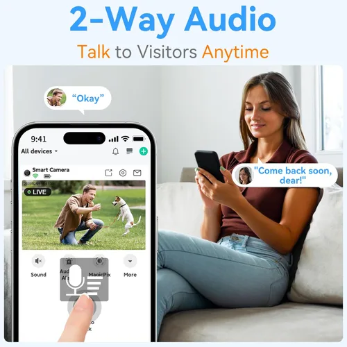 Miniatura 9 de Cámara de seguridad magnética Thybro inalámbrica - Pack de 2 con detección de movimiento AI, video HD 2K, alimentada por batería, facilidad