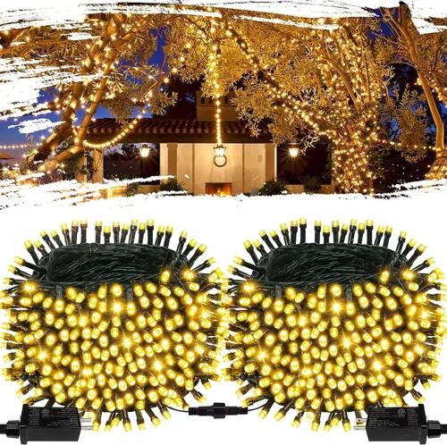 Miniatura 7 de Guirnalda de luces de Navidad, paquete de 2 unidades, se pueden conectar entre si, 164 pies, 400 focos LED rojos, impermeables, para interiores
