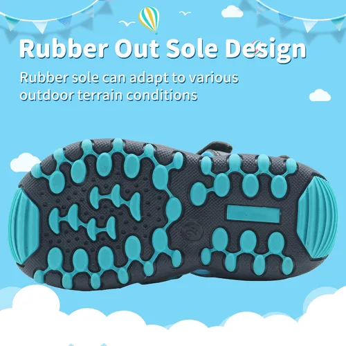Miniatura 5 de Apakowa Sandalias de verano para niños y niñas, atléticas de doble correa con puntera cerrada, sandalias de playa deportivas (niños pequeños)