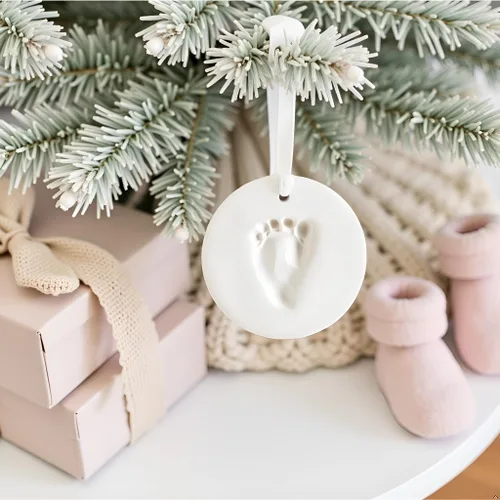 Miniatura 7 de Reece Studio Kit de adorno navideño de recuerdo de huellas de manos de bebé, kit de bricolaje de huellas de recién nacido y mano de arcilla, regalo