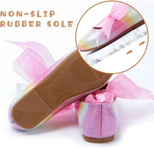 Miniatura 5 de ADAMUMU Zapatos de vestir para niña de las flores, zapatos para desmalezar lindos zapatos Mary Jane de encaje flore ballet planos para caminar