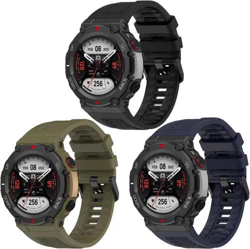 Miniatura 10 de Paquete de 3 correas de repuesto compatibles con Amazfit T-Rex 2, repuesto deportivo de silicona suave y flexible resistente al sudor para Amazfit