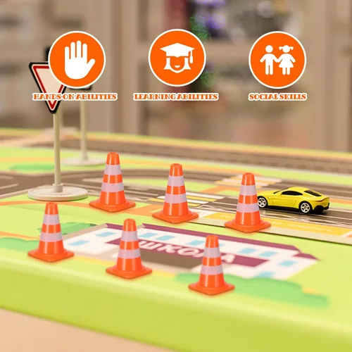 Miniatura 4 de NUOBESTY 7 mini conos de tráfico, señales de tráfico para niños de 0.98 pulgadas, para entrenamiento deportivo en miniatura, conos de bloqueo