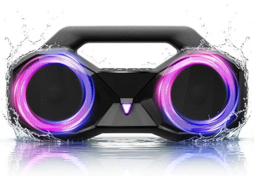 Altavoz Bluetooth de 80 W (pico) fuerte con graves, tiempo de reproducción de 20 horas, IPX7 impermeable, luces RGB, TWS, altavoces inalámbricos