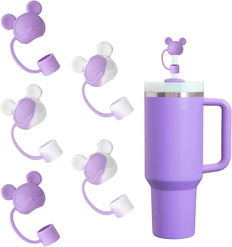 Miniatura 18 de Juego de 4 fundas de popote con diseño de estrella compatibles con vasos Stanley de 30 y 40 onzas, reutilizables, bonitas puntas de popote