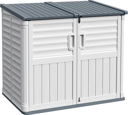 Miniatura 8 de Devoko Cobertizo de almacenamiento de resina para exteriores, 34 pies cúbicos de almacenamiento al aire libre sin estante, impermeable, con doble