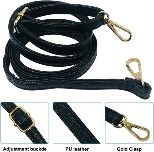 Miniatura 2 de findTop Paquete de 2 correas ajustables de repuesto de cuero para bolso de mano con hebillas giratorias de metal, longitud 34-59 pulgadas, ancho