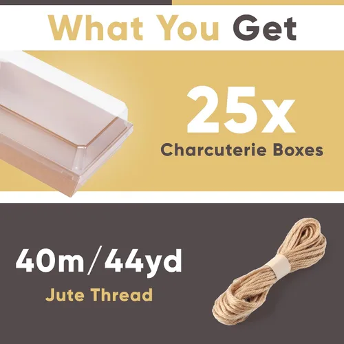 Miniatura 3 de Leafiew Paquete de 25 Cajas de Charcutería de 7x5 Pulgadas con Tapas Transparentes - Tablero de Papel Individual Para Llevar de Charcutería