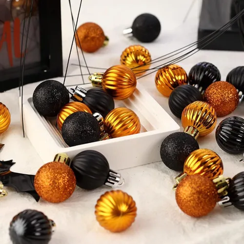 Miniatura 77 de AMS Esferas de Navidad de 2.36 pulgadas/60mm, 34 unidades, adornos grandes, decoraciones para fiestas, inastillables, colgantes festivos para Negro