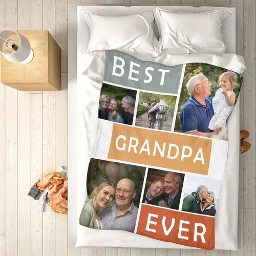 Miniatura 5 de Manta personalizada con fotos de collage para abuelos, mantas personalizadas con el mejor abuelo de todos los tiempos, cumpleaños, vacaciones