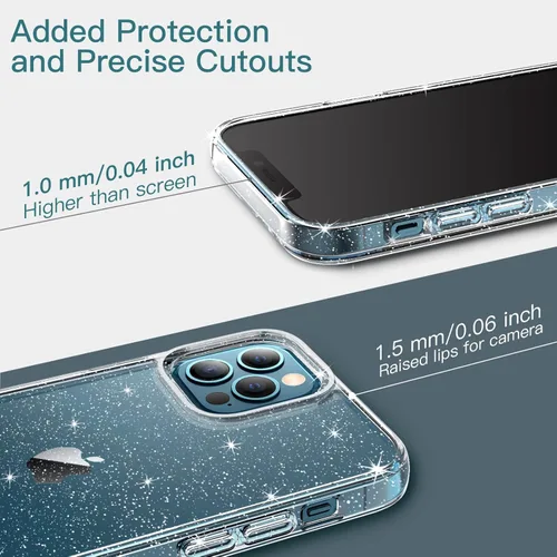 Miniatura 7 de JETech Funda con purpurina para iPhone 12 Pro Max, 6.7 pulgadas, brillante a prueba de golpes, bonita y brillante para mujeres y niñas (transparente)
