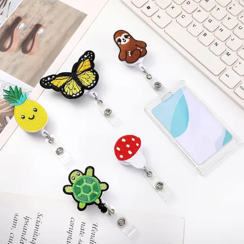 Miniatura 5 de 8 carretes retráctiles de fieltro para gafete de enfermera, diseño lindo con temática, regalo pediátrico para enfermeras, doctores, tarjetas