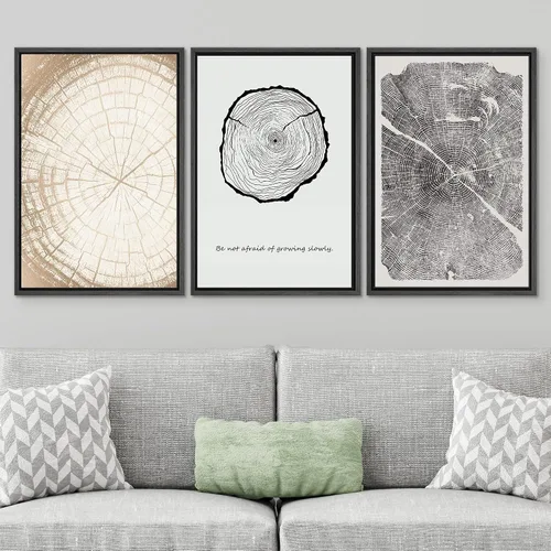 Miniatura 283 de SIGNWIN Lienzo enmarcado para pared, arte con pinceladas de flujo neutro en tonos beige abstractos, ilustraciones, arte moderno, decorativo