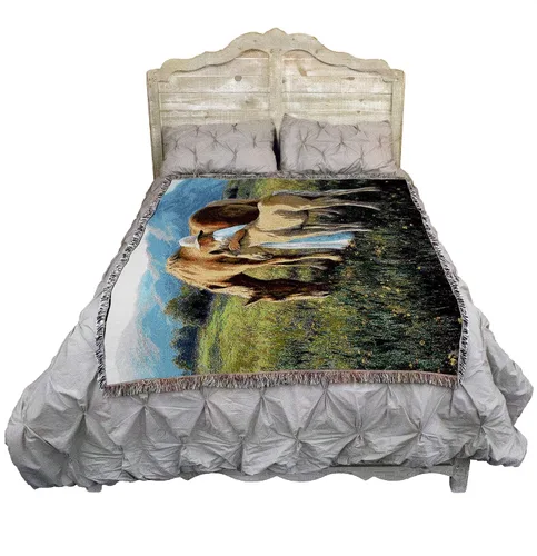 Miniatura 2 de Pure Country Weavers Manta con diseño de hermosas rubias de Robert Duncan, regalo para los amantes de los caballos, manta occidental tejida